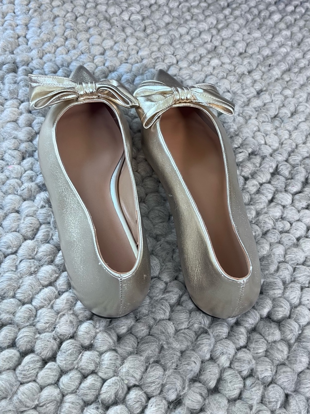 New Metallic Bow Pointed-Toe Flats - Gold - Picture 3 of 3